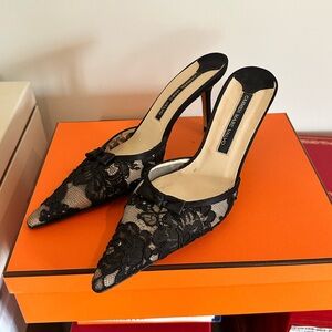 Carmen Marc Valvo lace with bow Mule